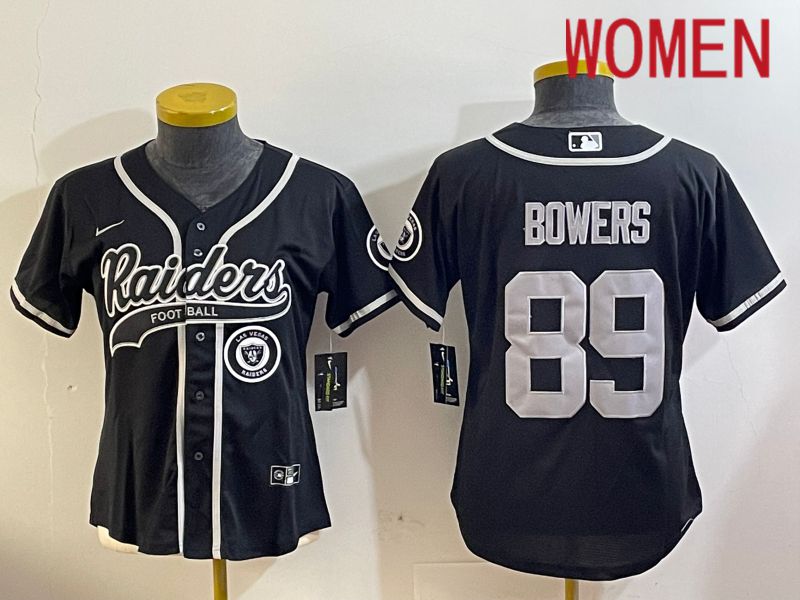 Women Oakland Raiders 89 Bowers Black Joint Name 2024 Nike Limited NFL Jersey style 2